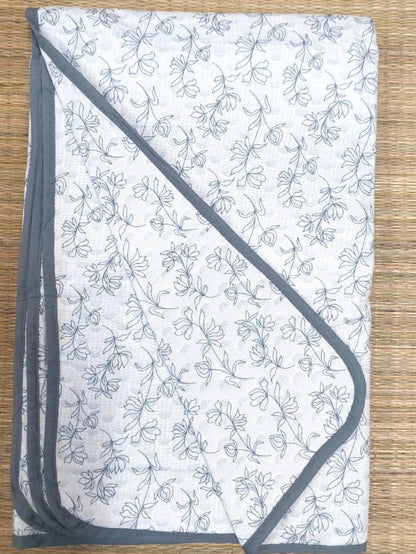 WHITE & GREY FLORAL REVERSIBLE DOHAR