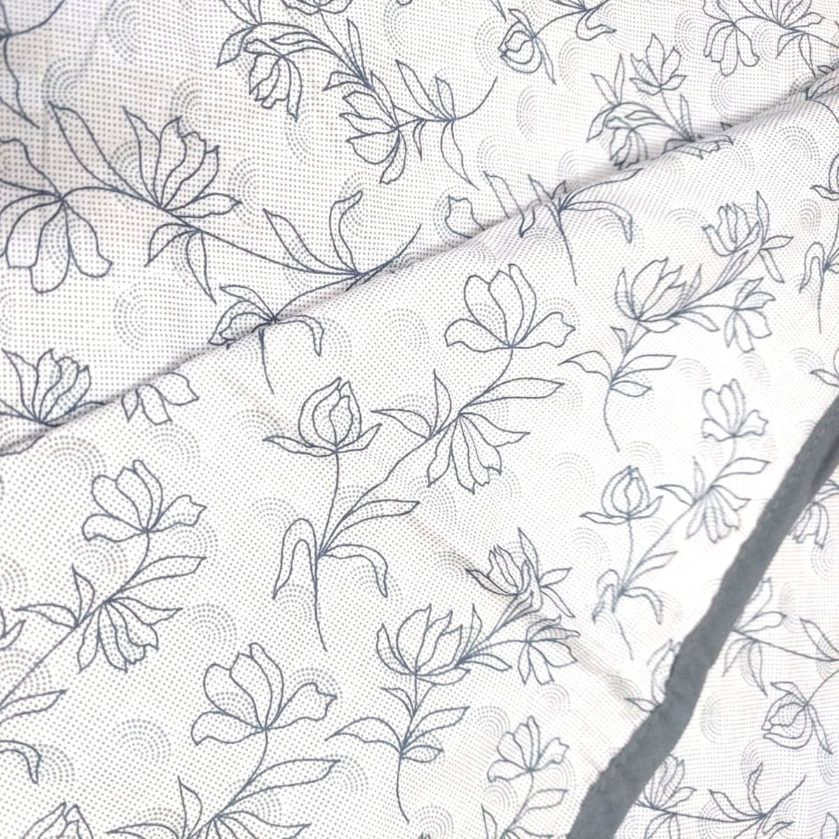 WHITE & GREY FLORAL REVERSIBLE DOHAR