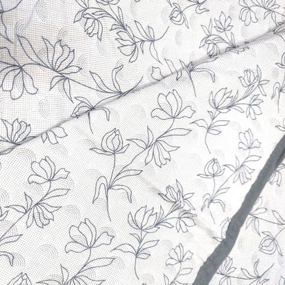 WHITE & GREY FLORAL REVERSIBLE DOHAR
