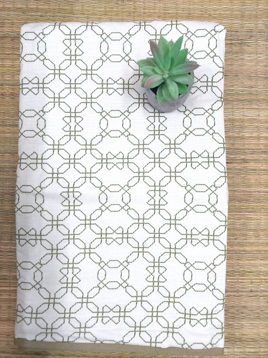 WHITE & GREEN GEOMETRICAL REVERSIBLE DOHAR