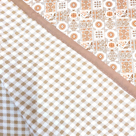 WHITE & BEIGE GEOMETRICAL REVERSIBLE DOHAR