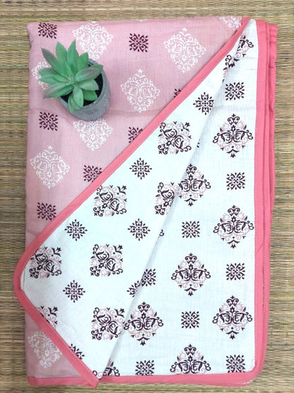 PINK & WHITE FLORAL REVERSIBLE DOHAR