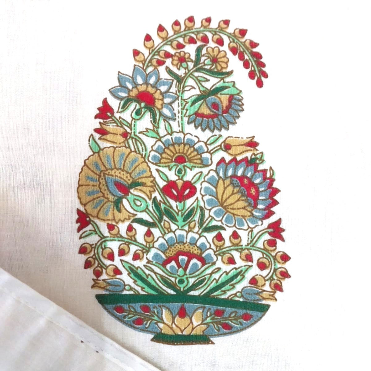 WHITE WITH COLOURFUL FLORAL REVERSIBLE DOHAR