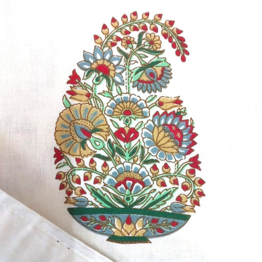 WHITE WITH COLOURFUL FLORAL REVERSIBLE DOHAR