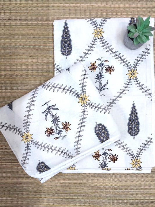 WHITE & GREY JAAL REVERSIBLE DOHAR ( SET OF 2 )