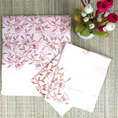 PEACH GLACE COTTON EMBROIDERY KING BEDSHEET
