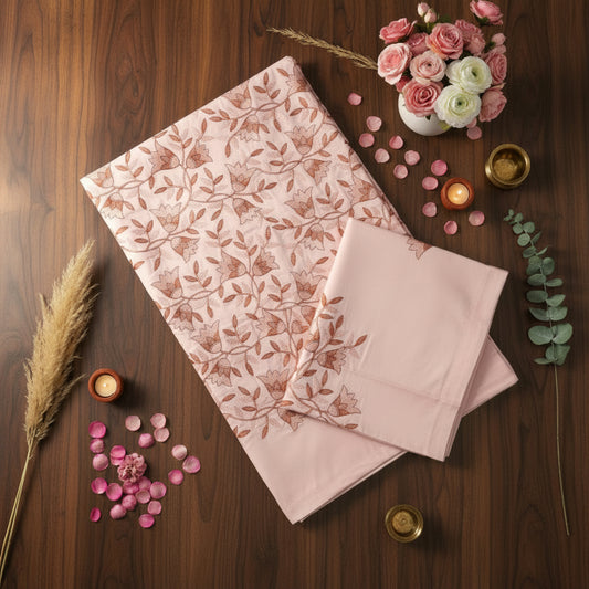 BRIGHT PEACH EMBROIDERED KING COTTON BEDSHEET SET