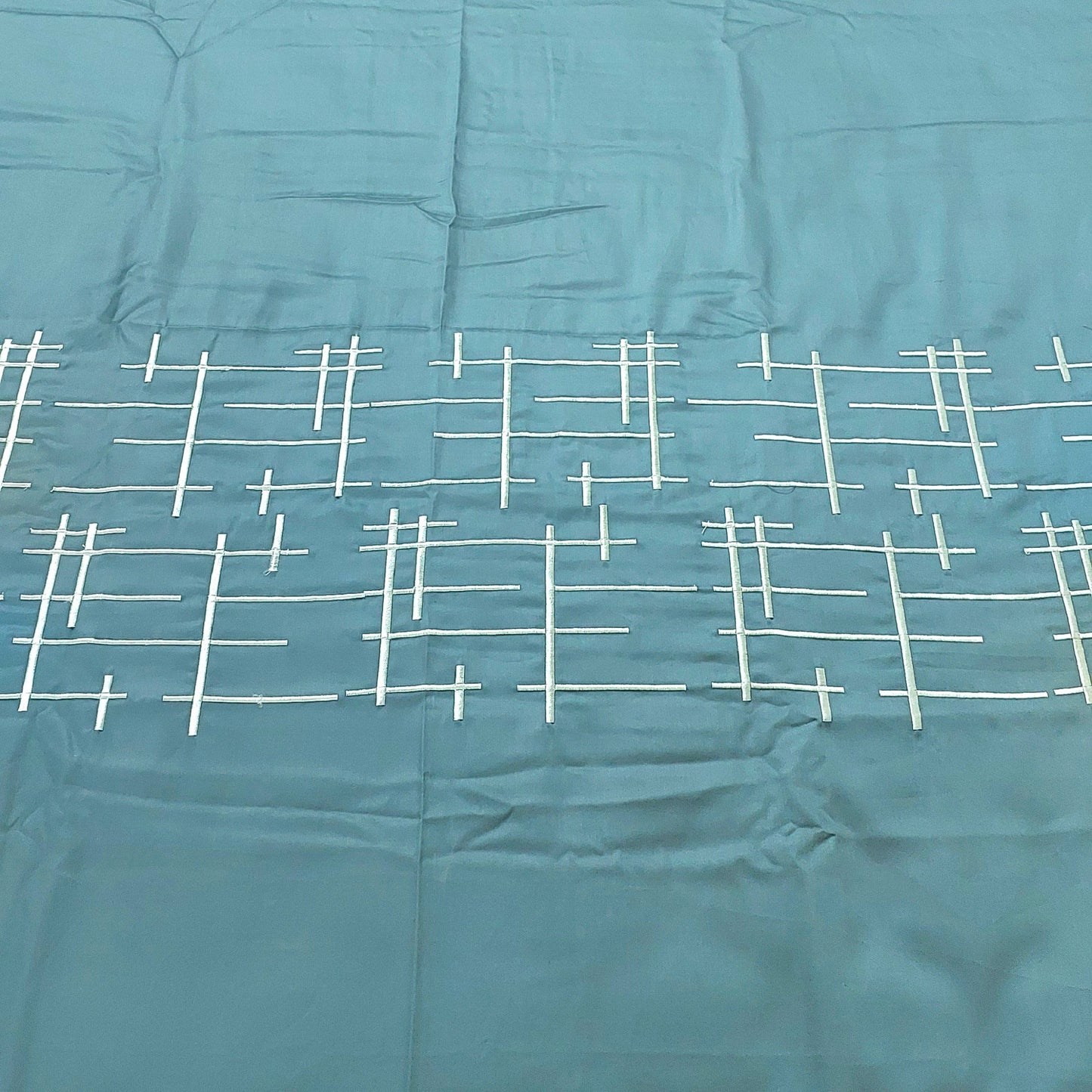 TURQUOISE BLUE WITH WHITE BORDERED COTTON KING BEDSHEET