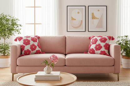 TUFTED RED CUSHION COVERS ( SET OF 2 )
