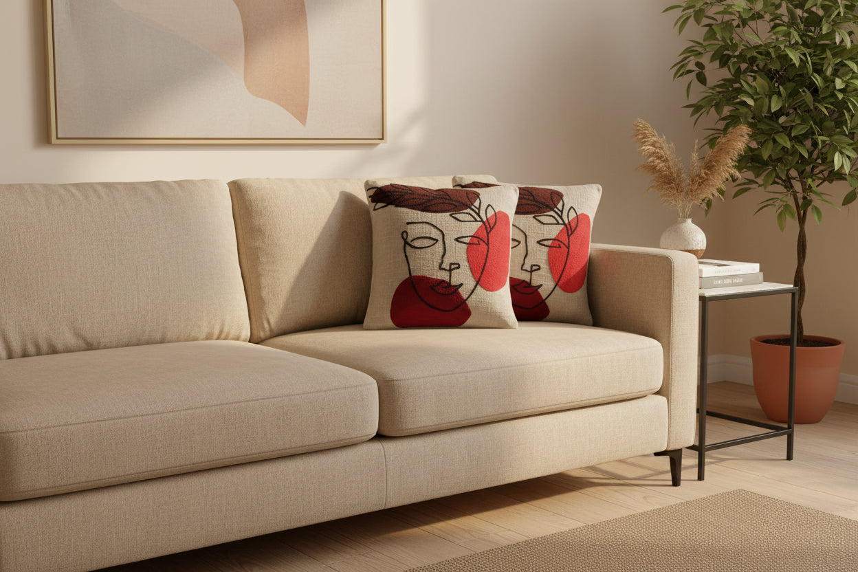 EMBROIDERED - ABSTRACT CUSHION COVERS ( SET OF 2 )