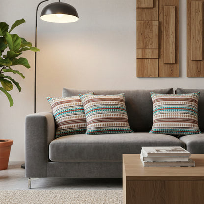 BEIGE & BLUE CUSHION COVERS ( SET OF 2 )