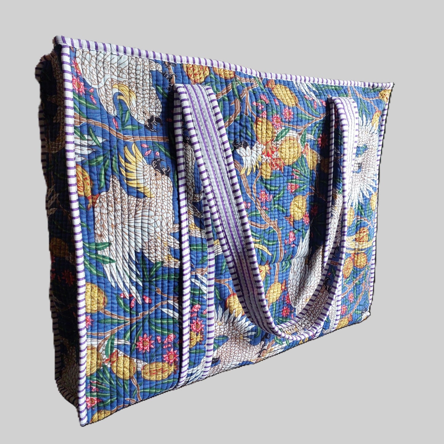BLUE QUILTED TOTE BAG