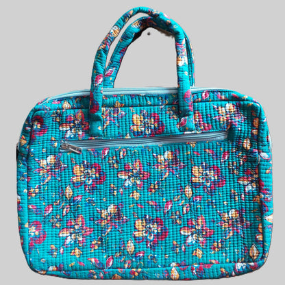 BLUE BLOCK PRINTED LAPTOP BAG
