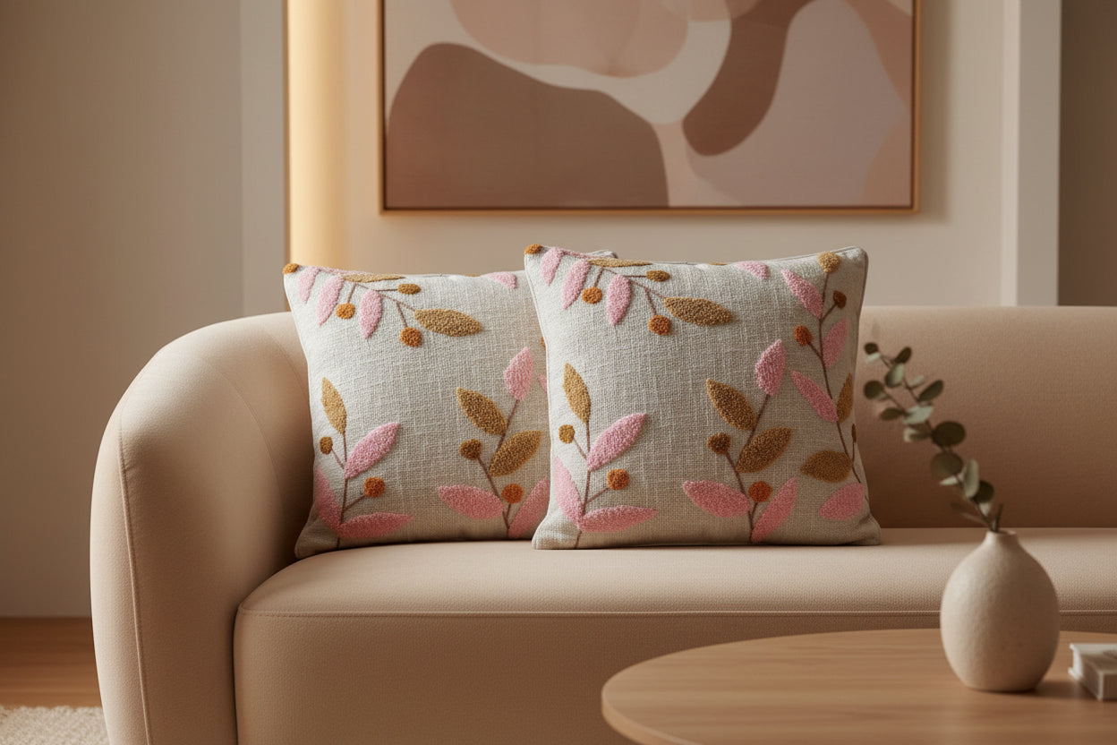 EMBROIDERED - FLORAL CUSHION COVERS ( SET OF 2 )