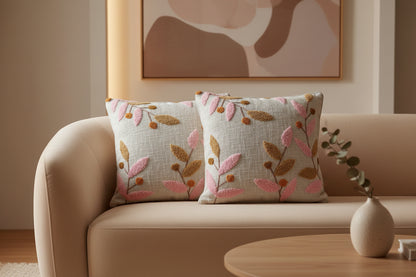 EMBROIDERED - FLORAL CUSHION COVERS ( SET OF 2 )