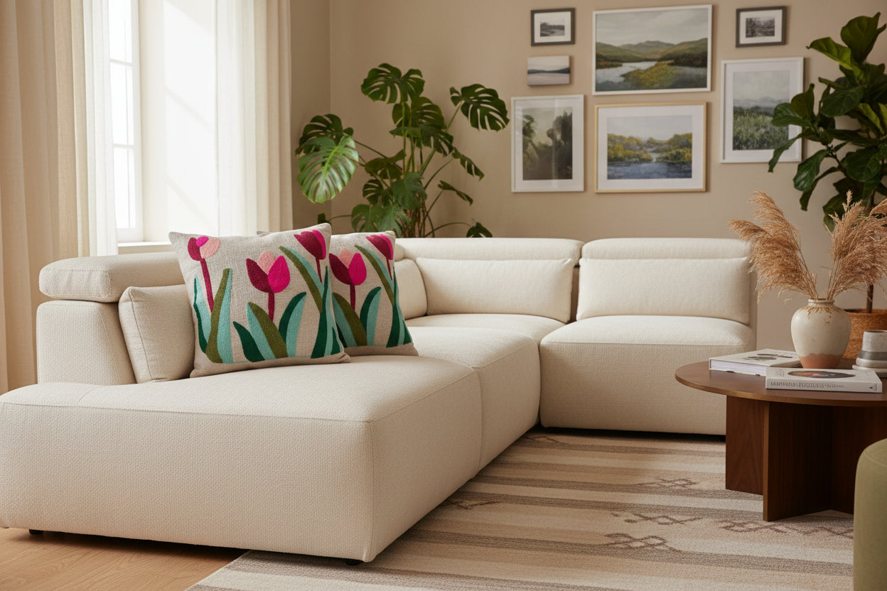EMBROIDERED - FLORAL CUSHION COVERS ( SET OF 2 )