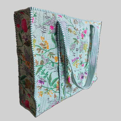 PISTA GREEN QUILTED TOTE BAG