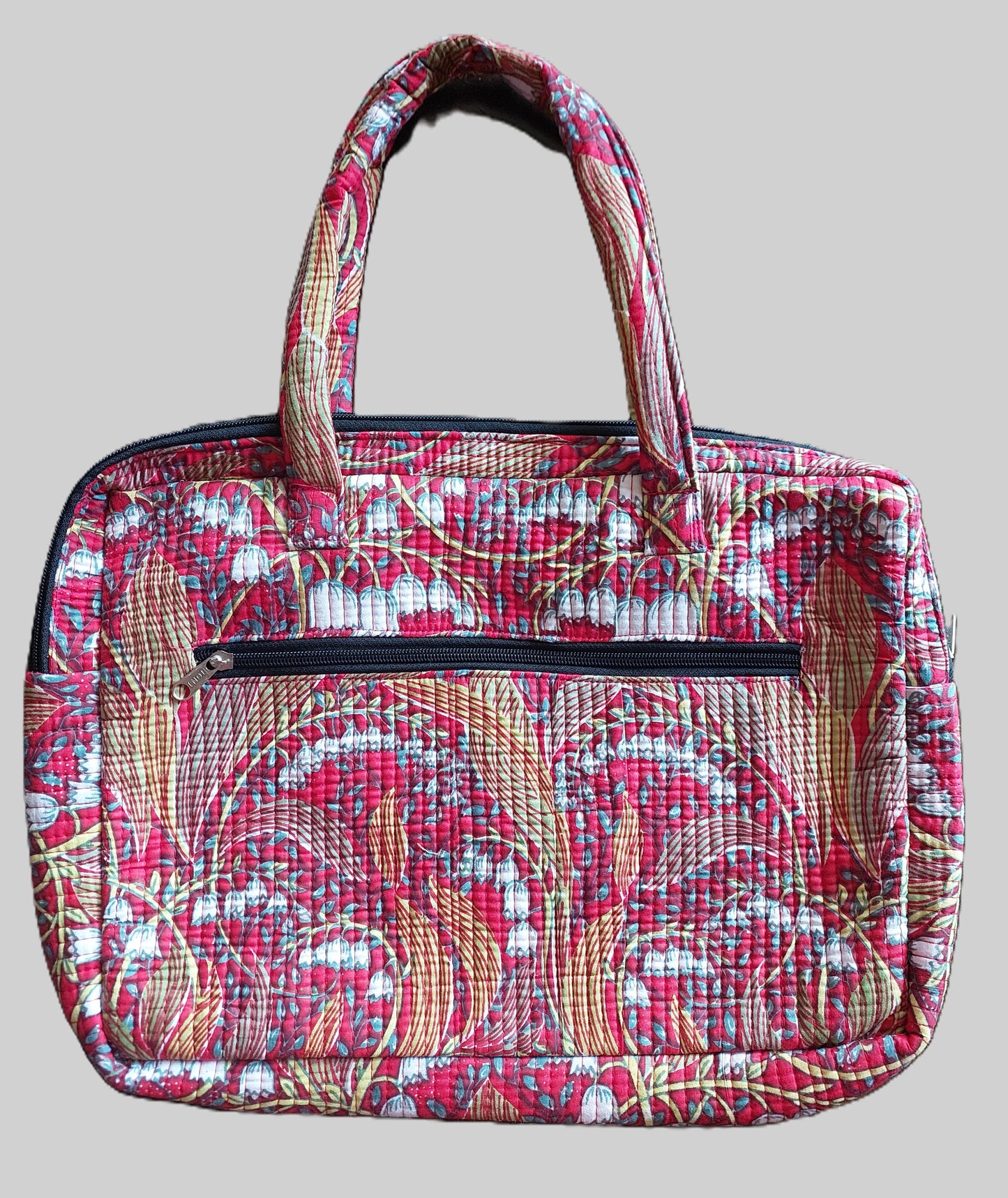 RED & YELLOW BLOCK PRINTED LAPTOP BAG