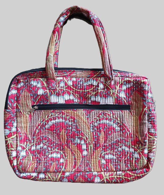 RED & YELLOW BLOCK PRINTED LAPTOP BAG