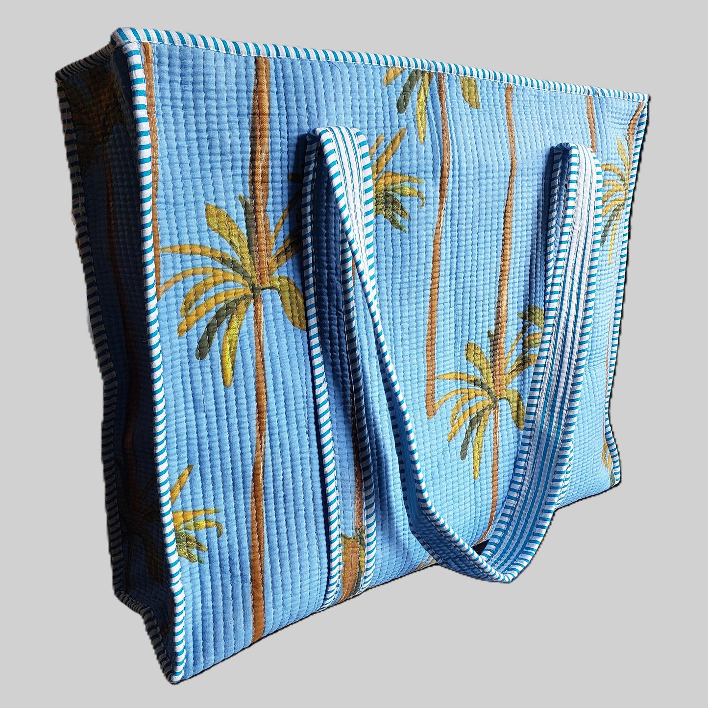 SKY BLUE QUILTED TOTE BAG