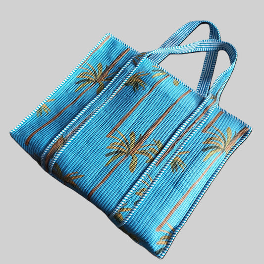 SKY BLUE QUILTED TOTE BAG