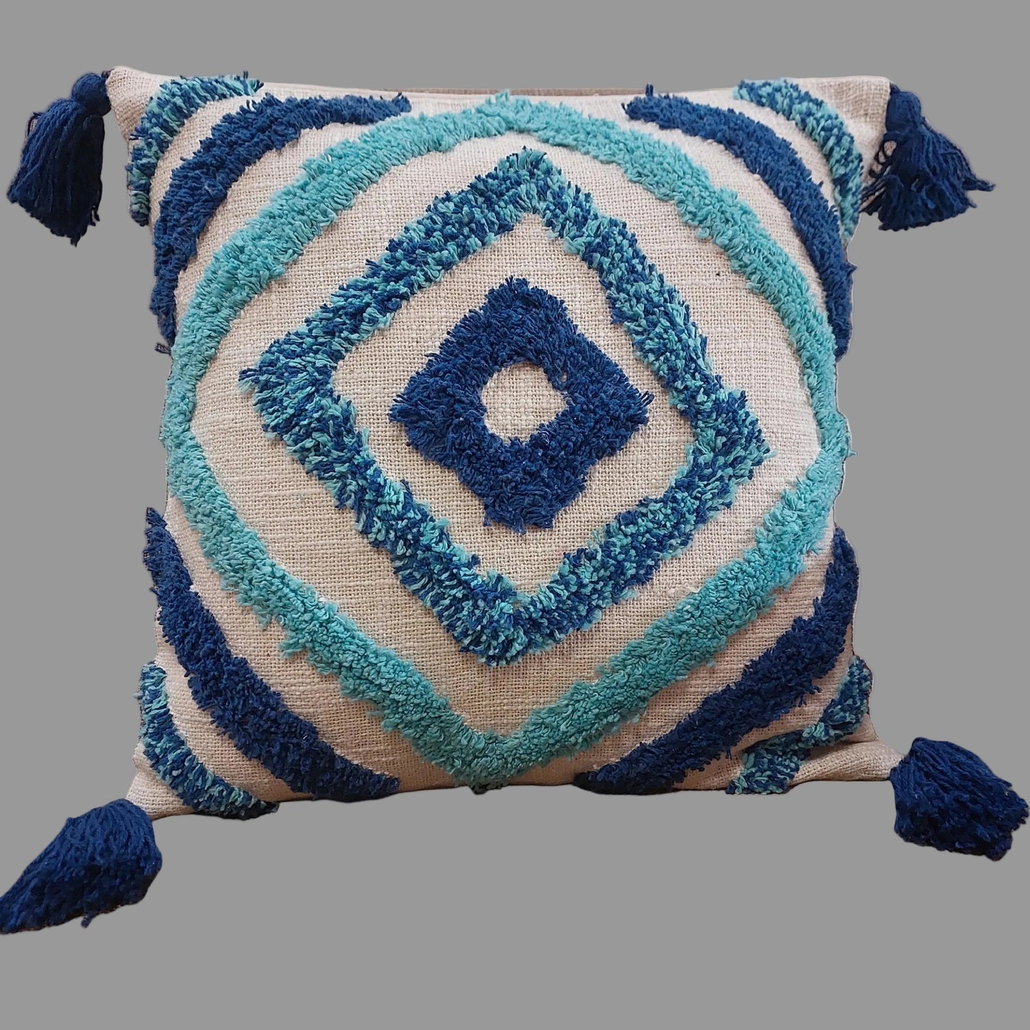 TUFTED BLUE CUSHION COVERS ( SET OF 2 )